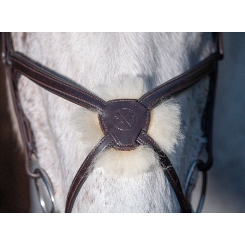 Henry James Figure 8 Sheepskin Grackle Noseband - Havana Brown-1